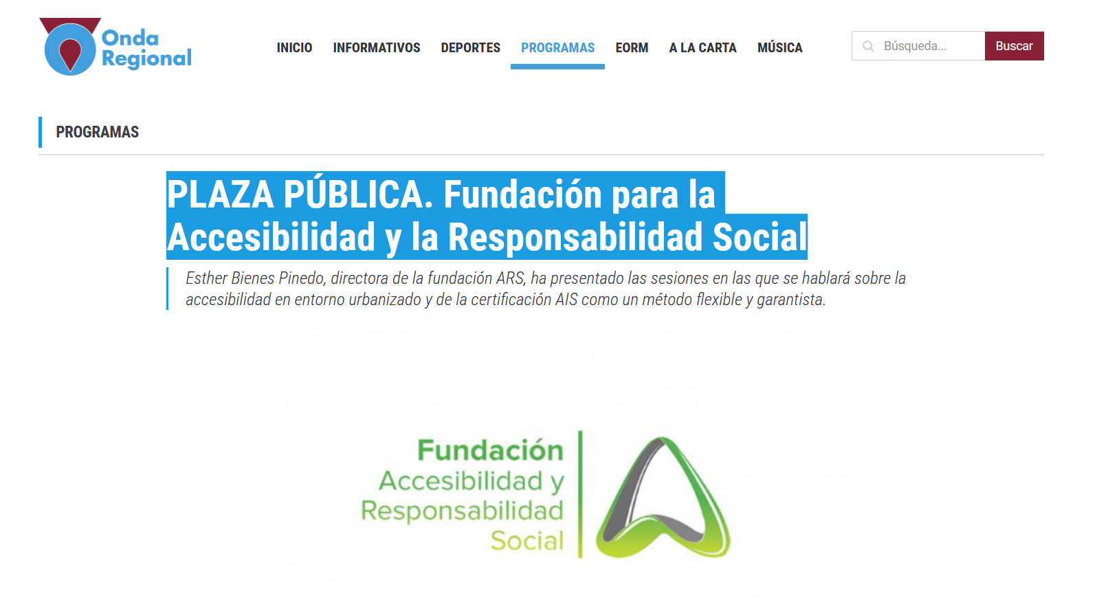 Captura d ela web de Onda Regional