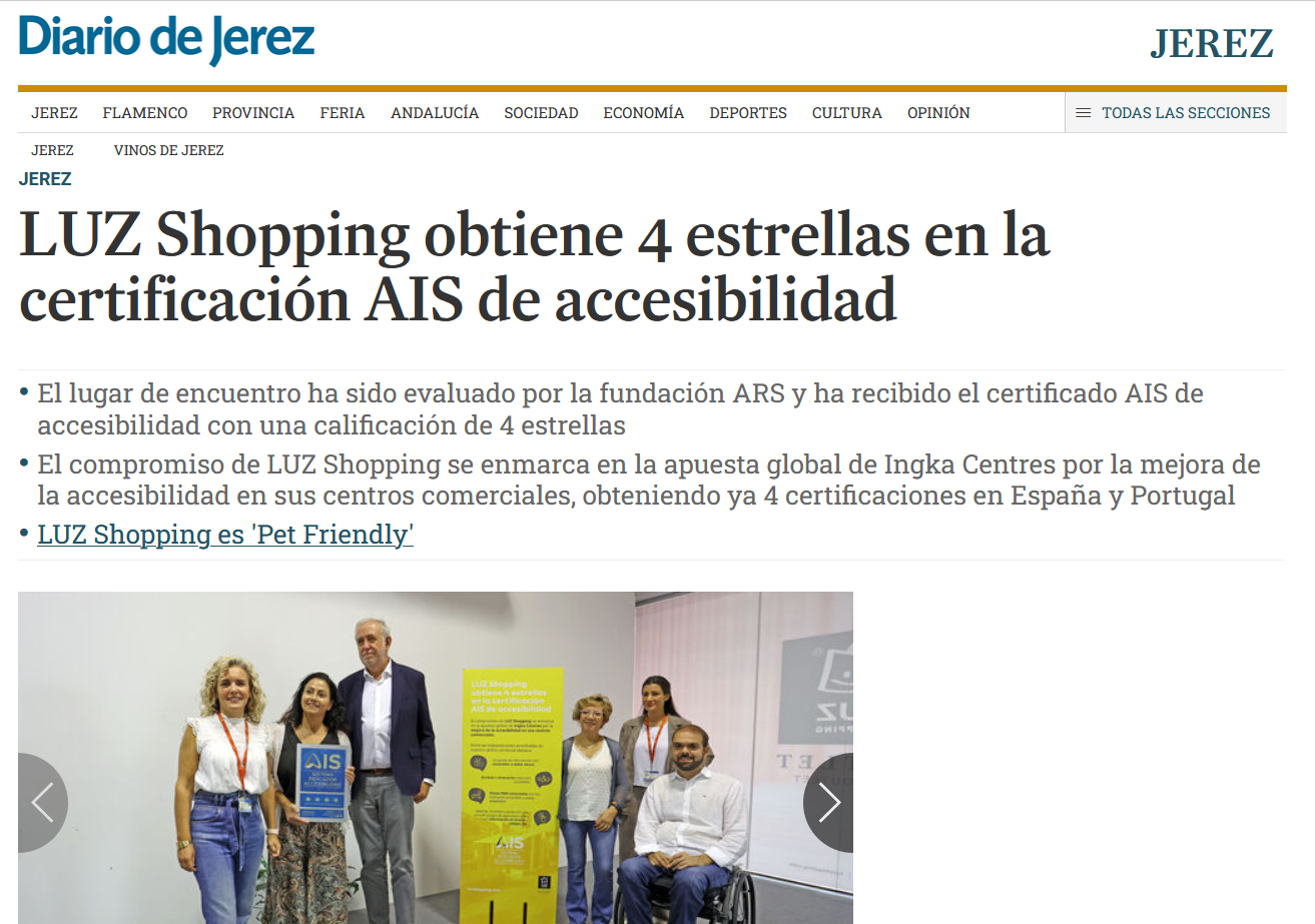 Captura de pantalla de la noticia publicada en Diario de Jerez